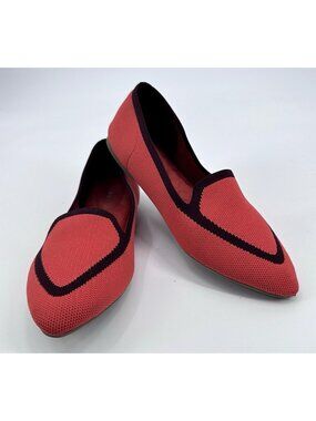 Birdies Blackbird Knit Flat Womens 9 Coral Pointed Toe Washable Travel Office